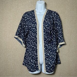 Raga Anthropologie Cardigan Womens Small Open 1/2 Sleeve‎ Silky Cover Paisley